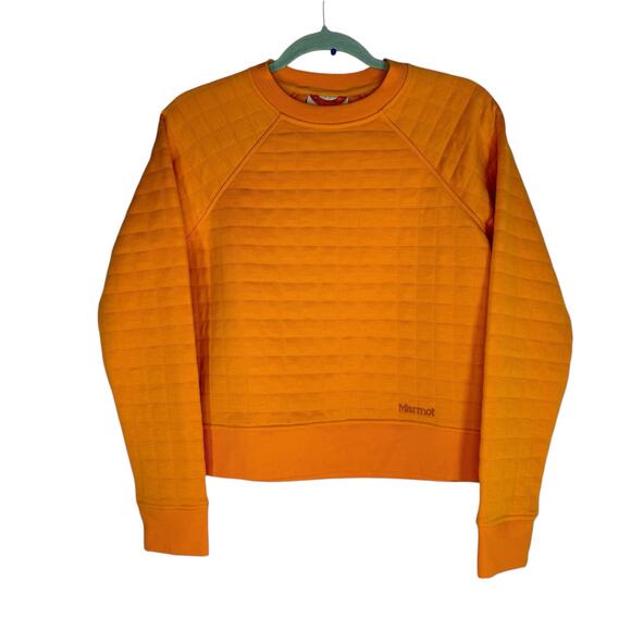 Womens Marmot Roice Yellow Gold Pullover Quilted Sweater Crewneck Small - Picture 2 of 8